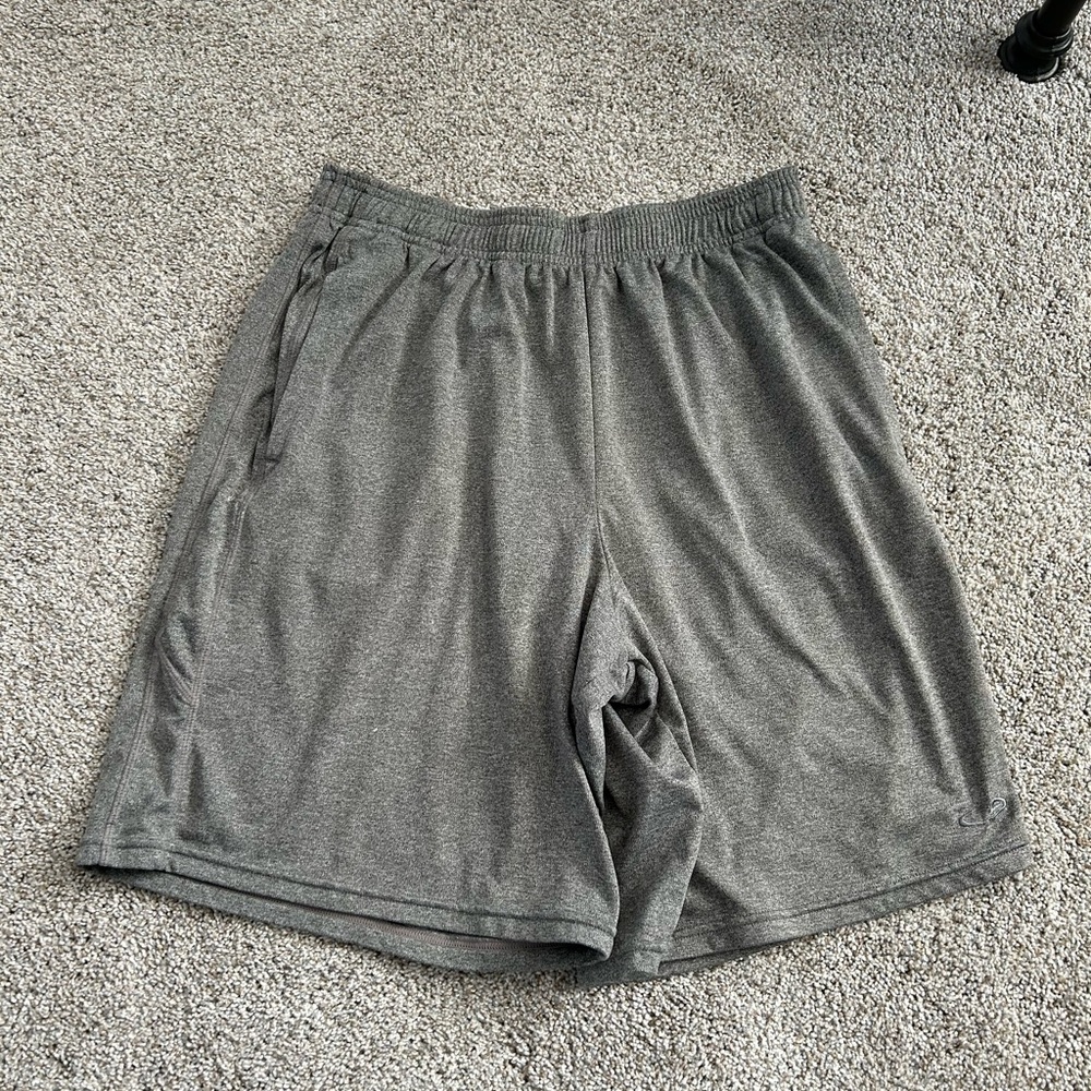 2/$15 Champion gym shorts gray elastic waist band. Basic neutral. Men’s size L